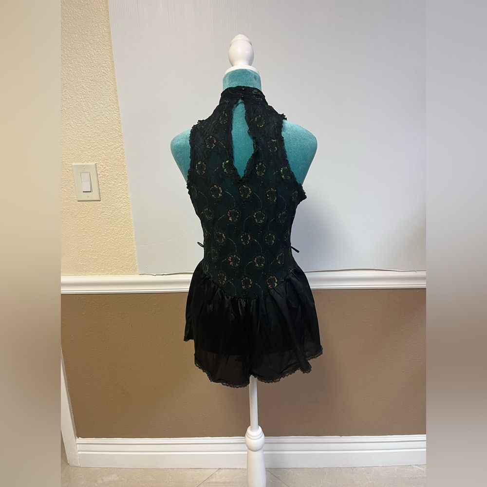 Vintage Sears Black Lace Floral Romper Teddy – Size L Snap Bottom & Keyhole Back - Picture 4 of 7